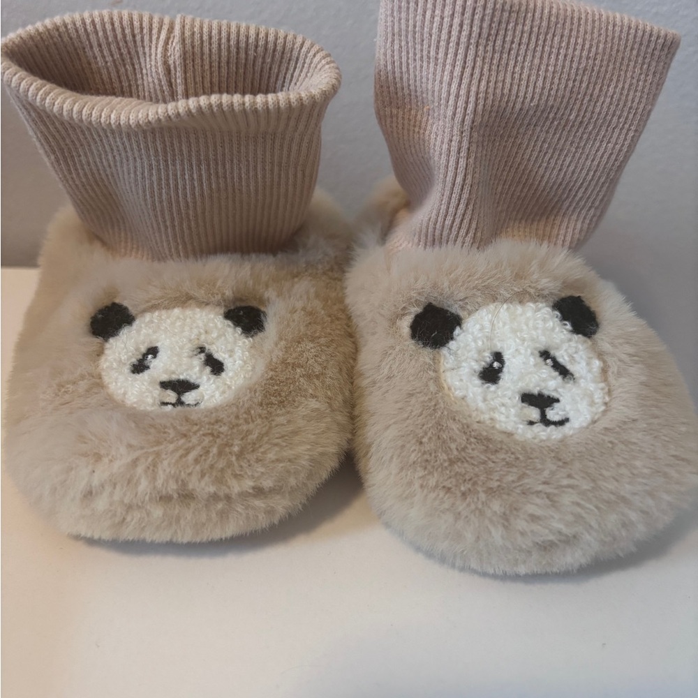 Zara Beige Teddy Bear Baby Slippers